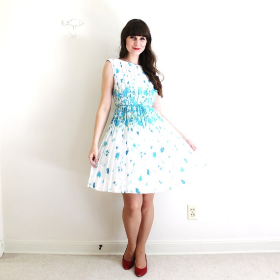 50s Dress / 1950s 1960s Dress / 50s Floral Garden… - image 2