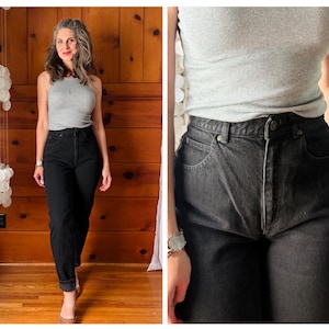 90s Black Jeans / 1990s Black Jeans / 90s 1990s Vintage Black High Rise Straight Leg Denim Jeans