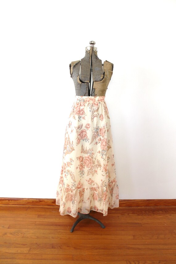 70s Boho Skirt / 1970s Skirt / 1970s Floral Maxi … - image 2