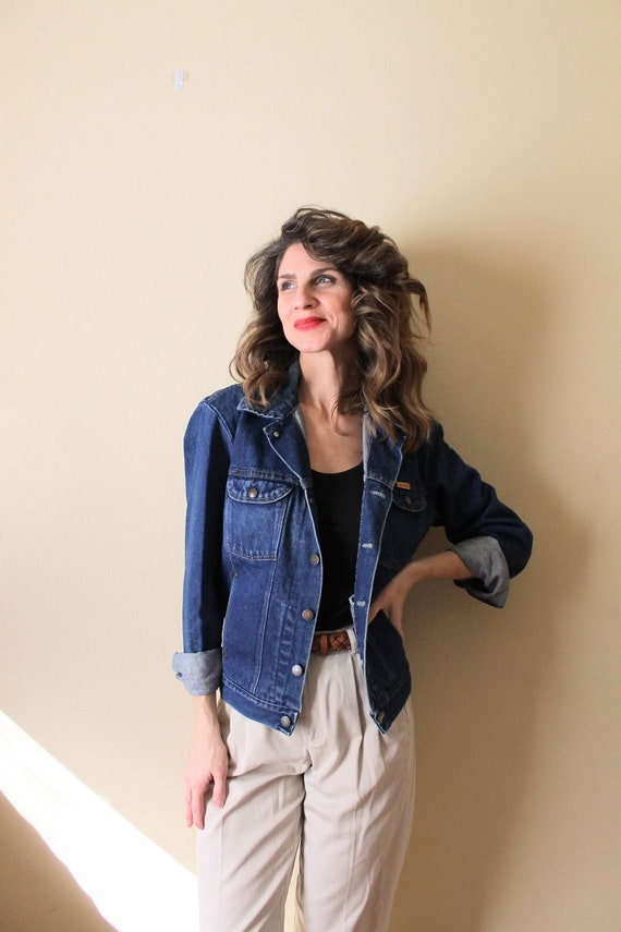 1980s Denim Jacket / 1980s 80s Ruster Cropped Den… - image 1