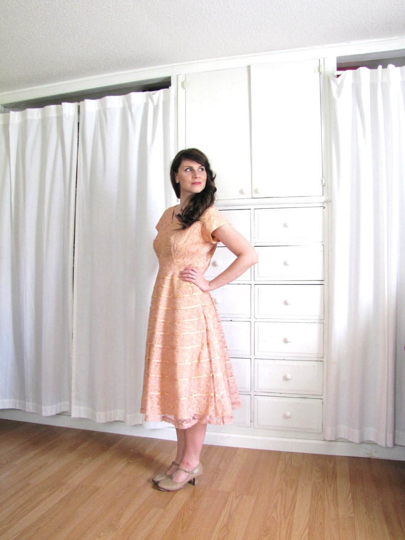 50s Dress / 50s Lace Dress / Blush Pink Dress image 4