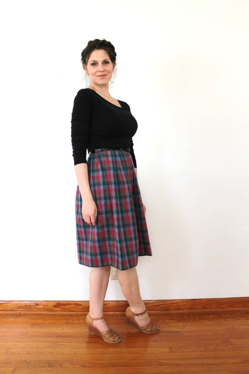 Plaid Wool Skirt / 1980s Skirt / 80s Skirt / 1980s High Waist | Etsy
