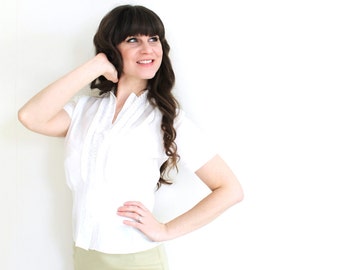 1950s Blouse / 50s White Blouse