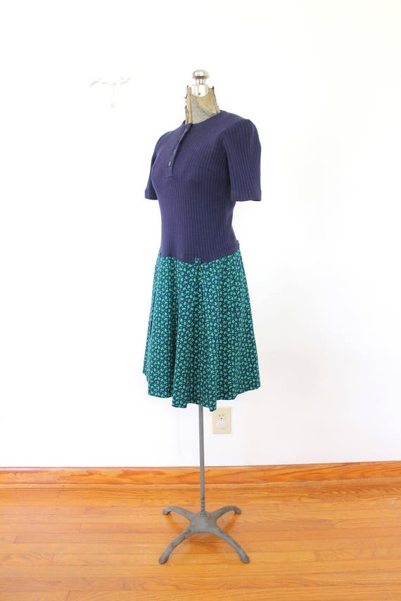 60s Scooter Dress / 1960s Blue Paisley Knit Mini … - image 3