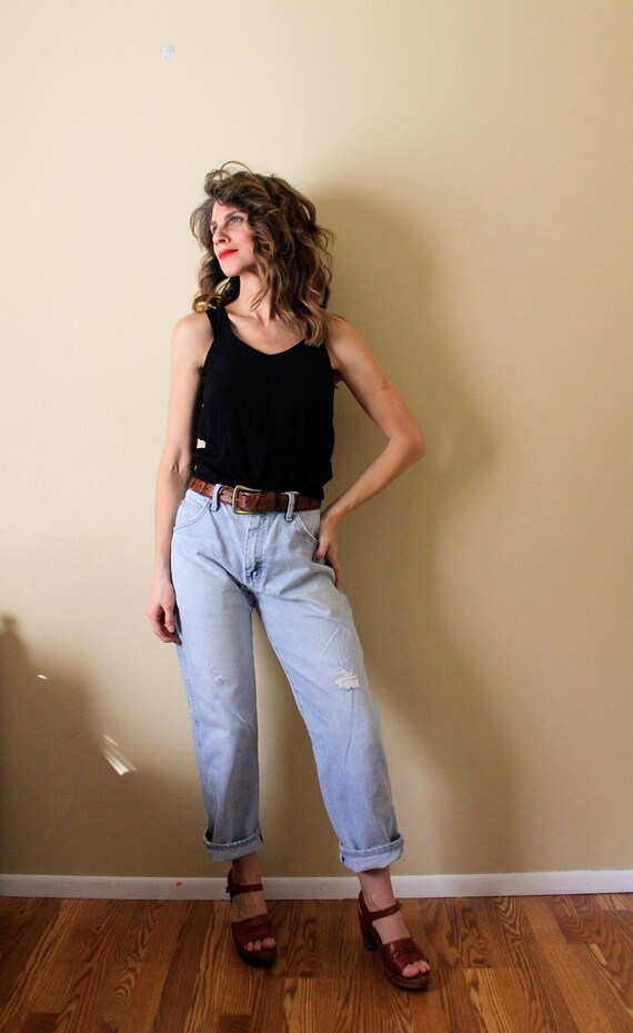 1990s Light Wash Denim Pants / 1990s 90s Lightwas… - image 3