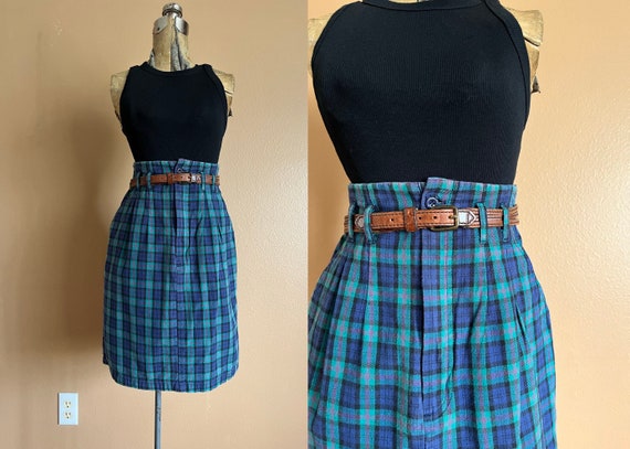 1980s The Gap Flannel Mini Skirt / Vintage 80s Hi… - image 1