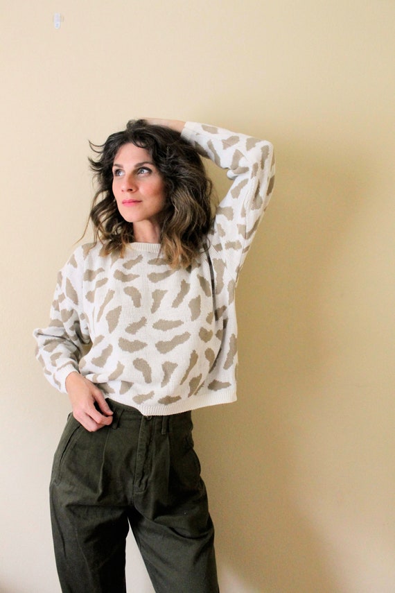 1980s Cheetah Print Sweater / 1980s Cropped Sweate