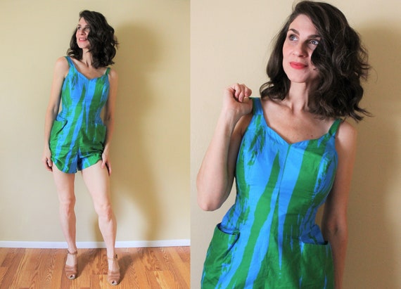 1950s Playsuit / 50s Playsuit Romper / 1950s 50s A