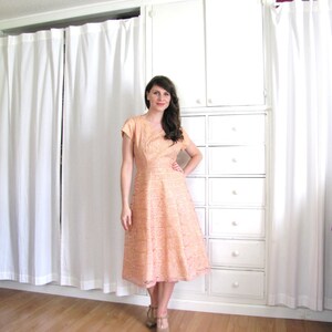 50s Dress / 50s Lace Dress / Blush Pink Dress image 2