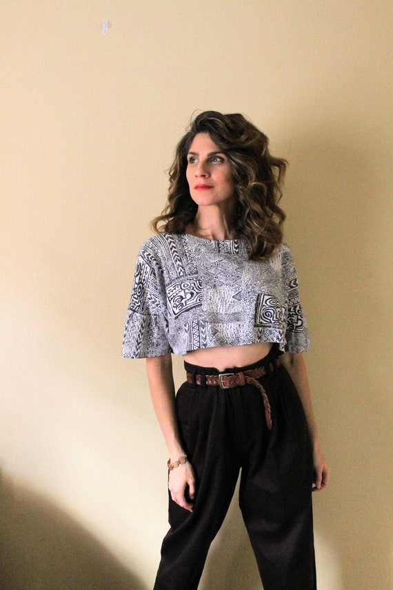 1980s Crop Top / 1980s 80s Abstract Crop Top / 80s