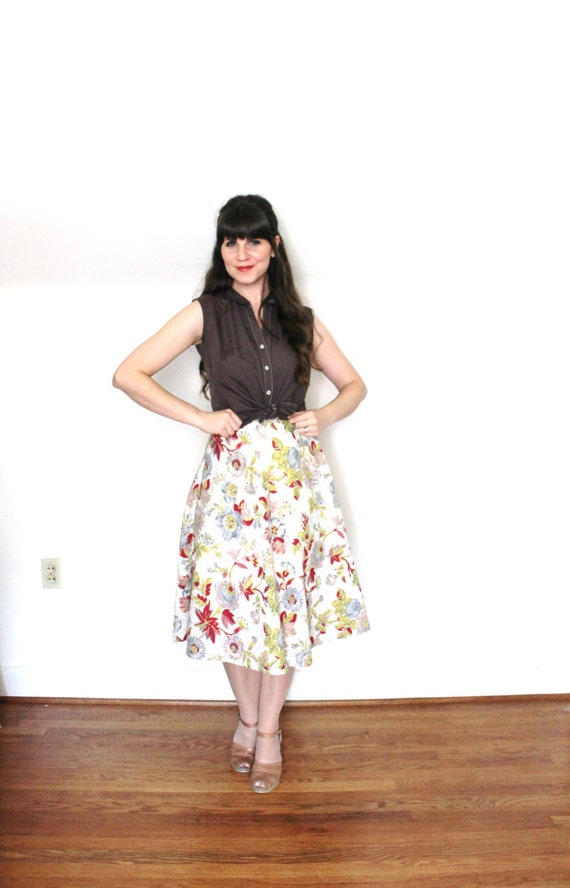 1950s Skirt / Floral 50s Full Skirt - image 3