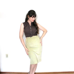 1960s Wiggle Skirt / 60s Skirt / 1960s Tan Corduroy Skirt image 1
