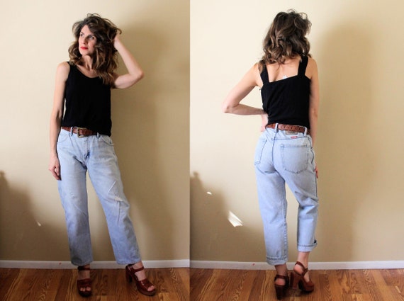 1990s Light Wash Denim Pants / 1990s 90s Lightwas… - image 1