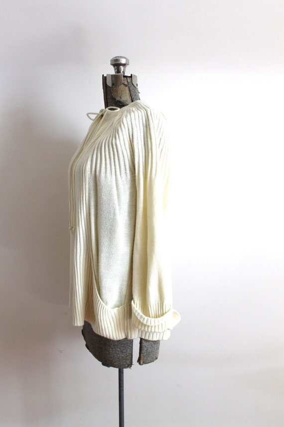 70s Cardigan / 1970s Creamy White Ecru Knit Cardi… - image 3