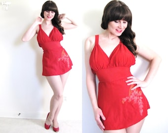 1940s Swimsuit / 40s Swimsuit / 1940s Bathing Suit Playsuit