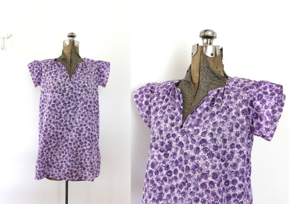 1930s Blouse / 30s Lavender Purple Clover Floral P