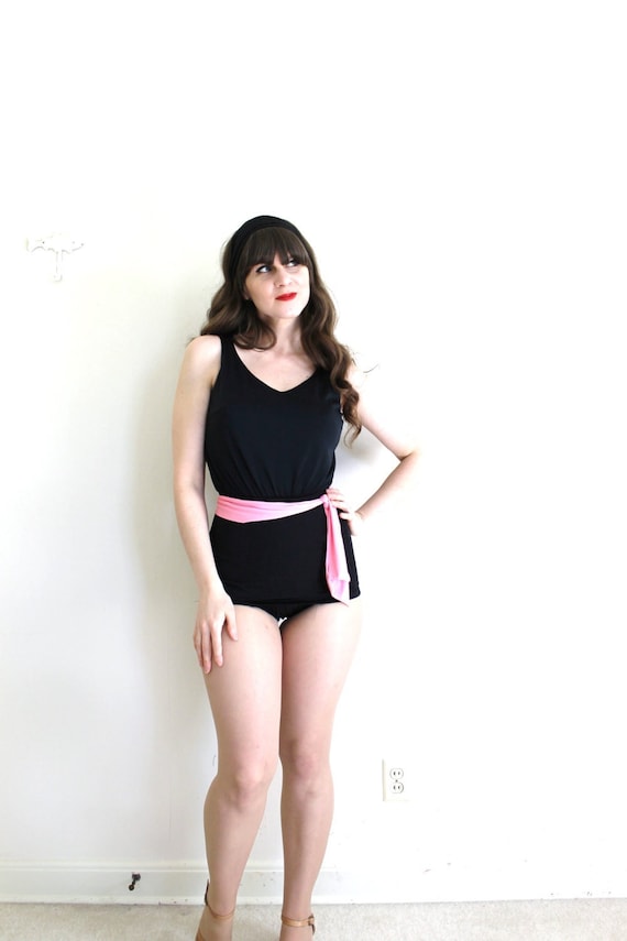 1960s Swimsuit / 60s 1950s Black Swimsuit