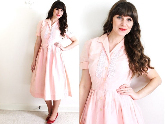 50s Dress / 1950s Dress / 50s Pink Dress