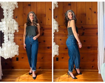 1990s Dark Jeans / Vintage 90s High Rise Mom Jeans