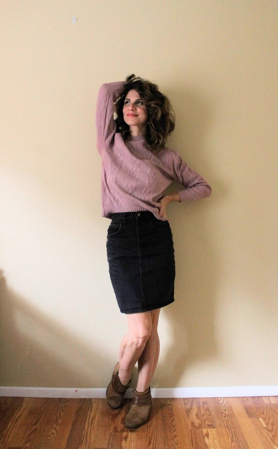 90s Black Denim Mini Skirt / 1990s Mini Skirt / 90
