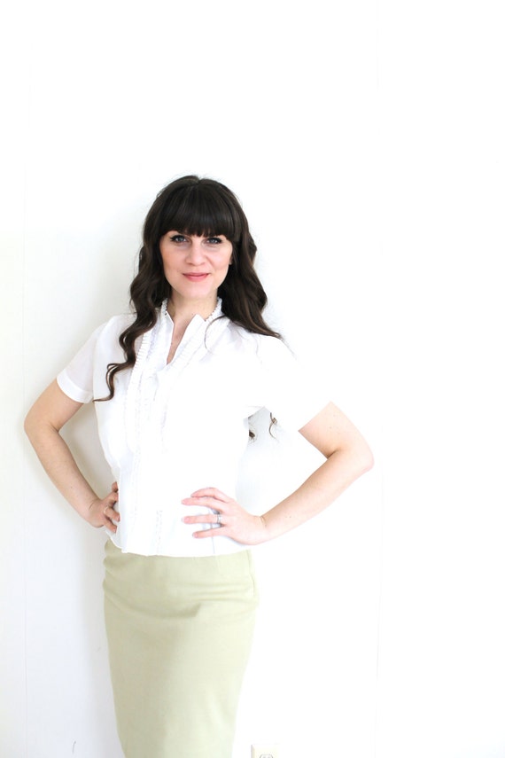 1950s Blouse / 50s White Blouse - image 2