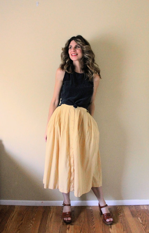 Vintage Button Up Gauze Skirt / 1990s Skirt / 90s… - image 8