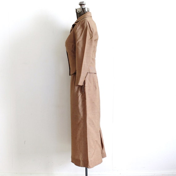 1950s Skirt Suit / 50s Suit / 1950s Tan Beige San… - image 3