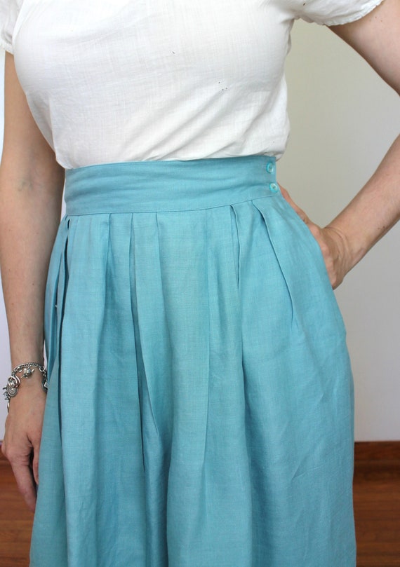 Vintage Linen Midi Skirt / 90s Midi Skirt / 1990s… - image 7