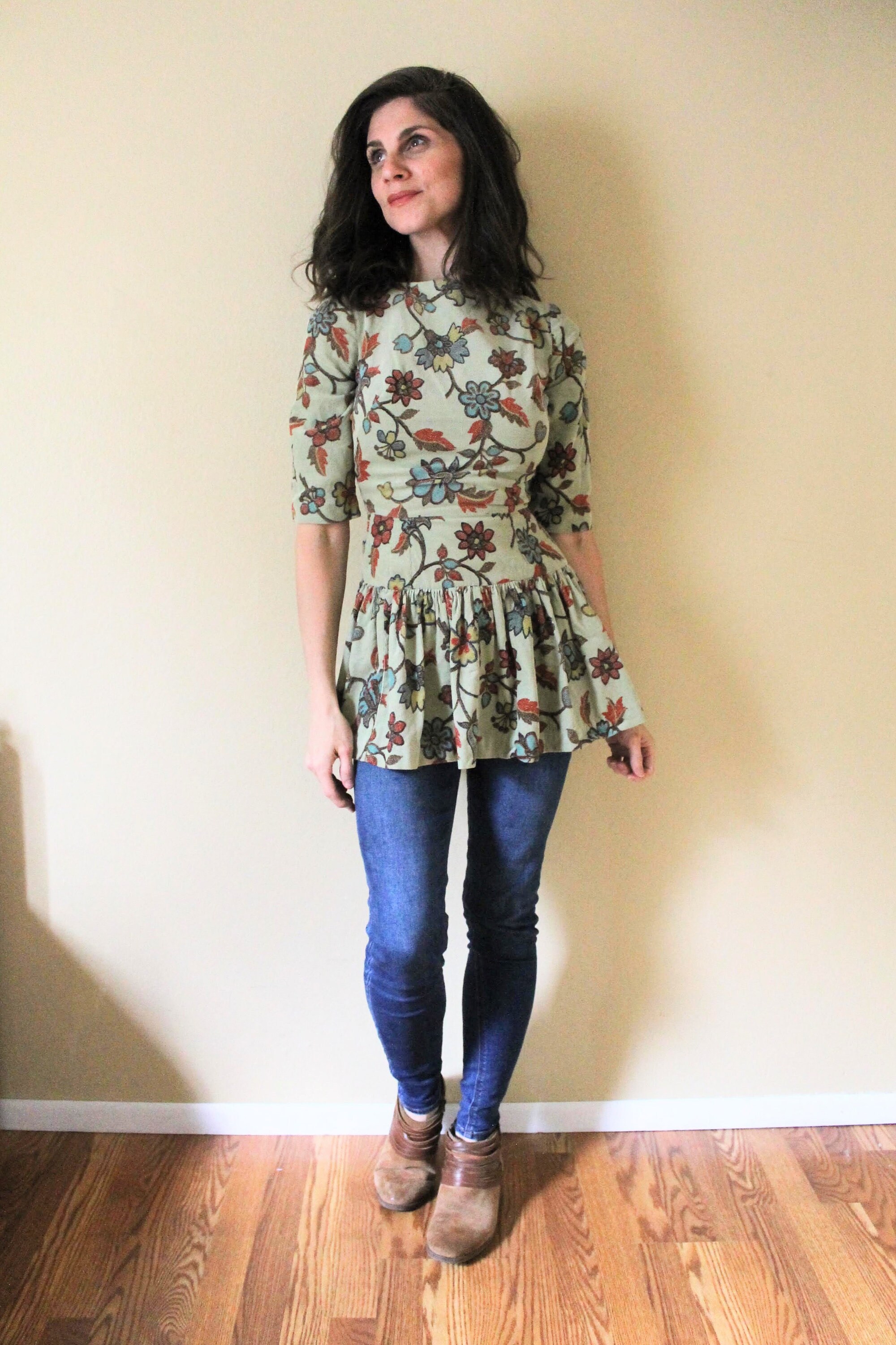 1960s Bow Detail Peplum Blouse (S/M)