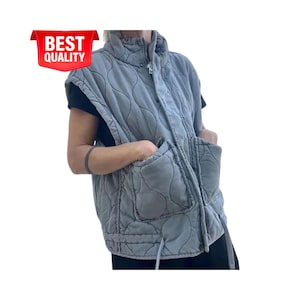 Chaleco de algodón para mujer, otoño-invierno: chaqueta sin mangas con cremallera y bolsillos