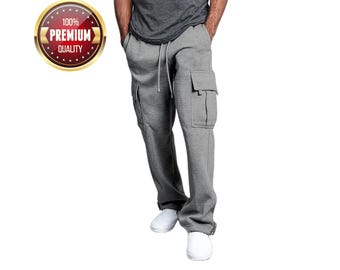 Men’s Sweatpants: Straight Fit Joggers with Drawstring, Loose Oversized Streetwear Trousers with Multi-Pockets