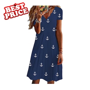 anchor blue dresses Rachel Riley Girls Mini-Me Blue Nautical Anchor Print Summer Dress