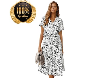 Robe fleurie vintage pour femme, robe chemise à manches courtes en coton avec ceinture, tenue estivale décontractée