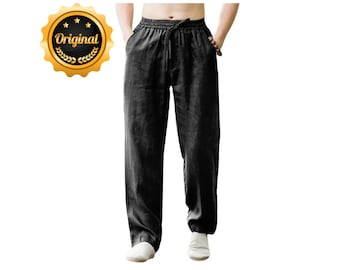 Men's Beach Pants Joggers Streetwear Cotton Linen Sweatpants Casual Pants Hawaiian Vacation Loose Summer Long