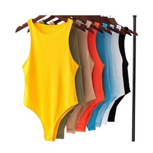 Sexy Women&#39;s Strapless Twist Cut-Out Bodysuit, Fitted Sleeveless Knit Bodysuit for Women, Ribbed bodysuit