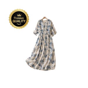 Women’s Summer Floral Dress: Cotton Vintage A-Line Outfit, Casual Fashion Gift for Her
