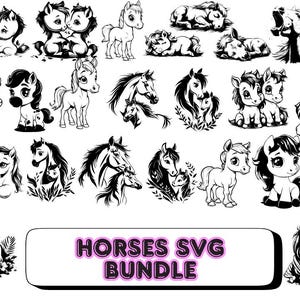 Horses SVG Bundle – Horse Silhouettes, Line Art, Clipart for Cricut & Sublimation, Digital Download for Crafters
