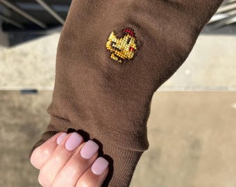Golden Chicken Sleeve Add-On - Stardew Valley Inspired and Cross Stitched by Hand