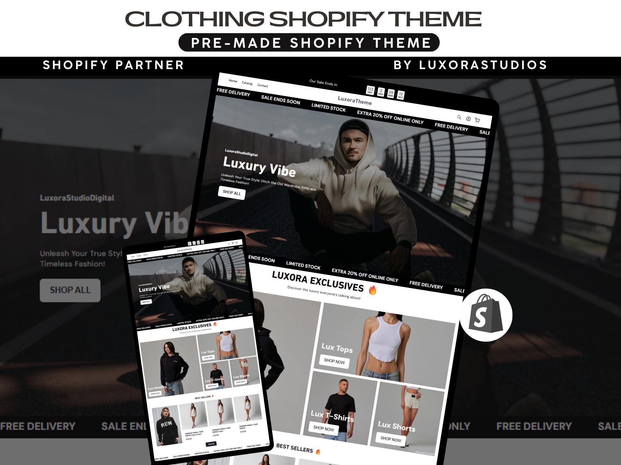 Shopify Theme Clothing Brand For Shopify Store, Streetwear Luxury Fashion T-shirt Shopify Website, Activewear Gym Shopify Clothing