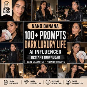 AI Influencer Image Prompts, Realistic Skin AI Model Prompt Pack, Consistent Girl Character, Selfie Photos, Social Media Content Creator