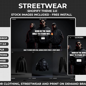 Streetwear Shopify Theme | Urban Clothing Brand Website Template | Luxora Dark Theme