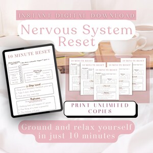 Executive Burnout Recovery Printable 10 Minute Nervous System Reset Worksheet Stress Relief Planner for Women Entrepreneurs PDF