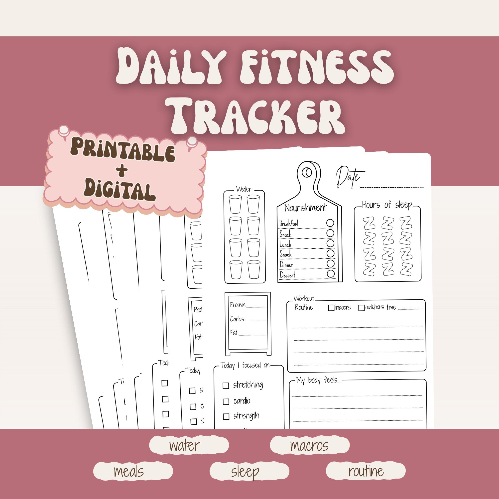 Daily Fitness Tracker Printable Workout Planner Digital Fitness Journal ...