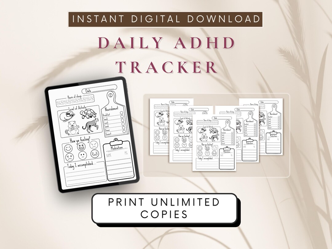 ADHD Daily Tracker Printable: Neurodivergent Focus Routine Planner ...