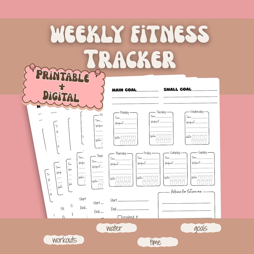 Weekly Fitness Tracker Printable Workout Planner Digital Fitness ...