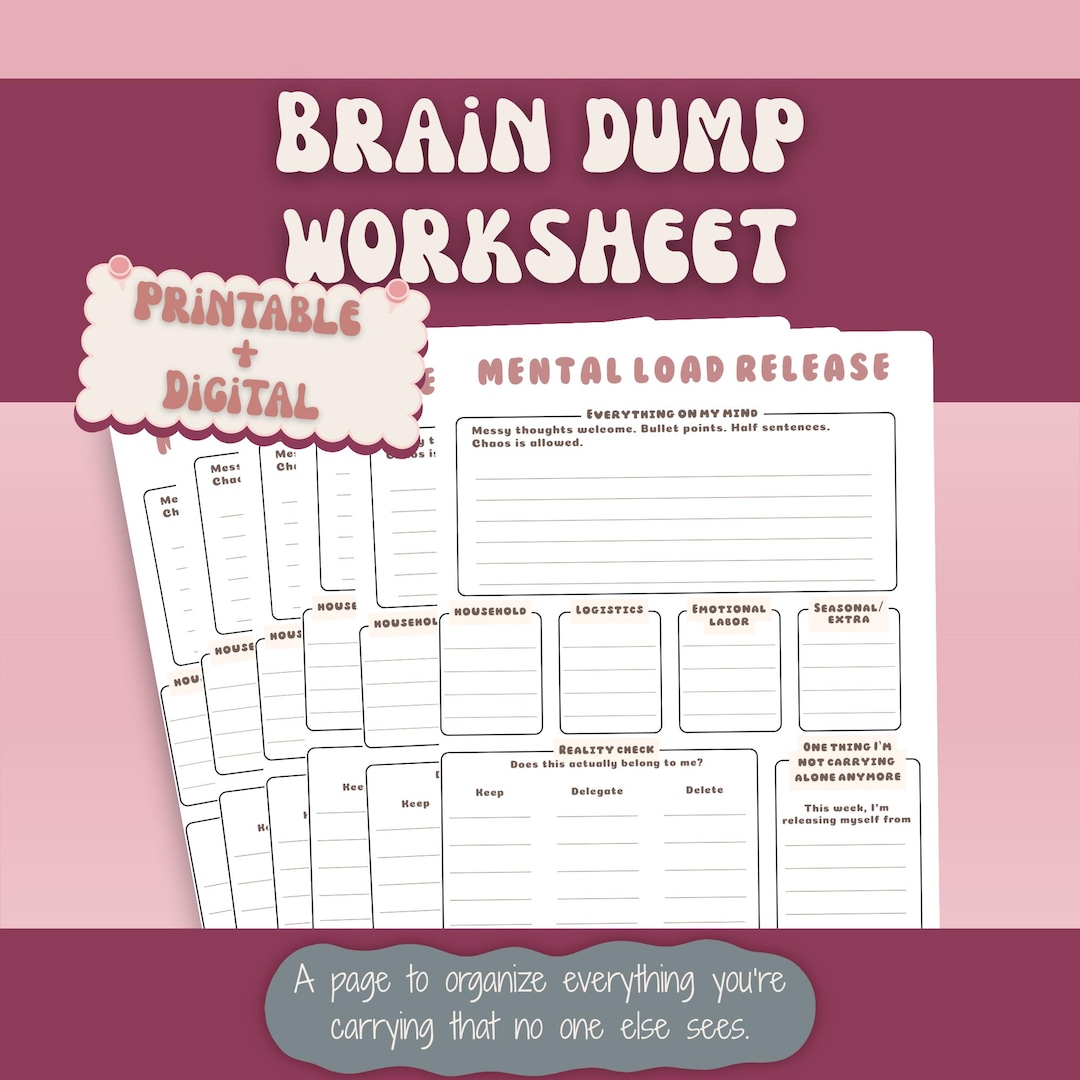 Mental Load Release Printable | Overwhelmed Woman Brain Dump Sheet ...