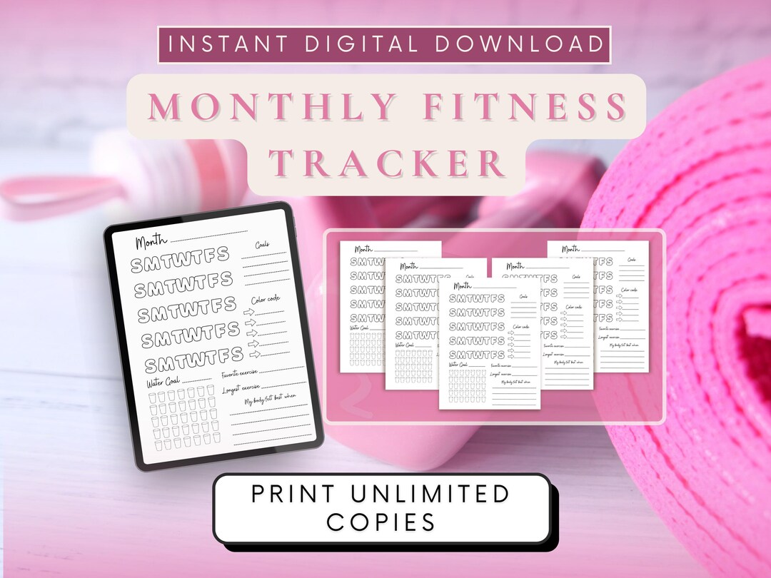 Monthly Fitness Tracker Printable Workout Planner (digital Download) - Etsy