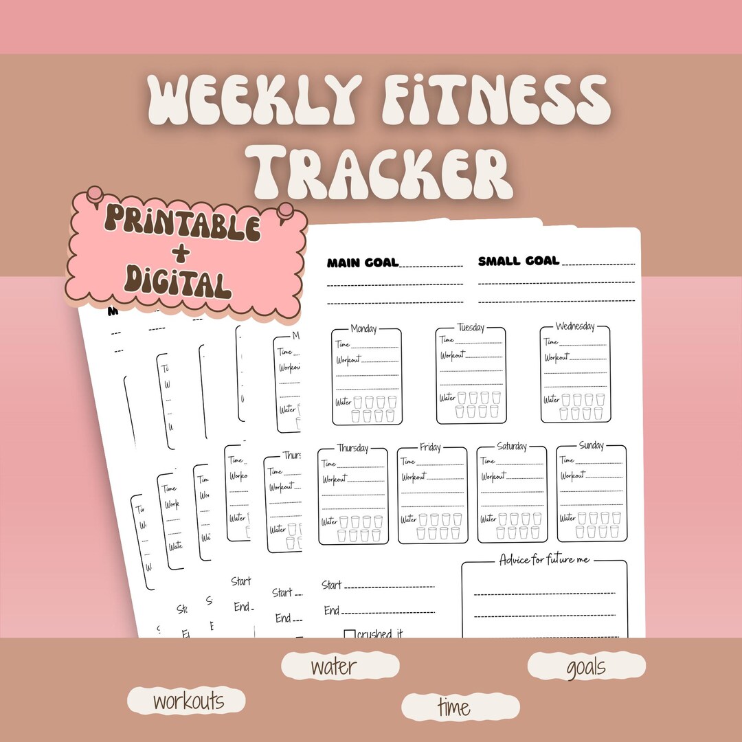 Weekly Fitness Tracker Printable Workout Planner Digital Fitness ...