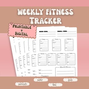 Weekly Fitness Tracker Printable Workout Planner Digital Fitness Journal Wellness PDF