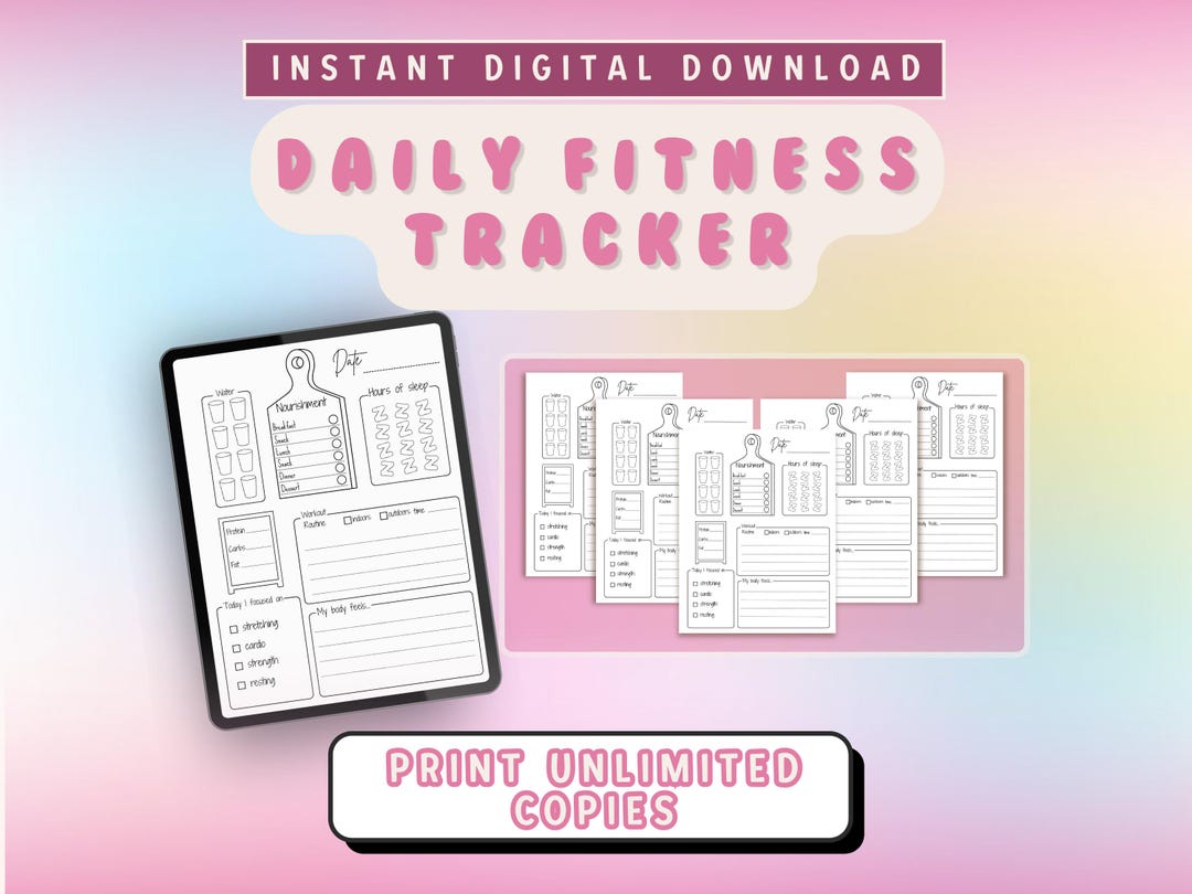 Daily Fitness Tracker Printable Workout Planner for Women Girls ADHD ...